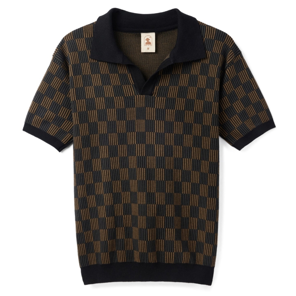 DANDY DEL MAR - THE SEBASTIAN KNIT POLO SHIRT - ONYX